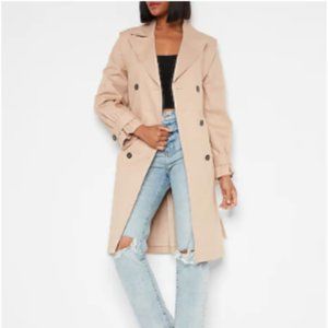 NEW Express Trenchcoat Women's Belted Double Breasted Tan